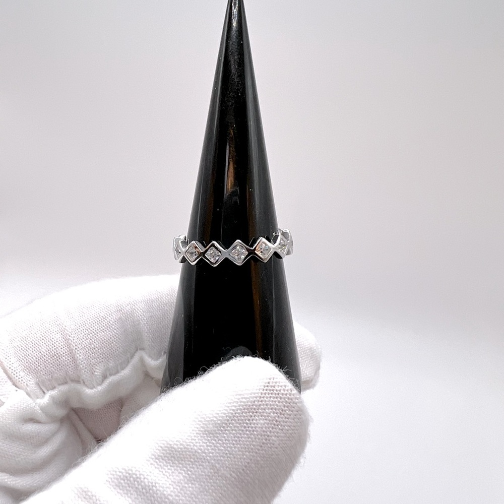 .925 Sterling Silver Rhodium Plated 4mm Cz Eternity Band - Picture 3 of 12